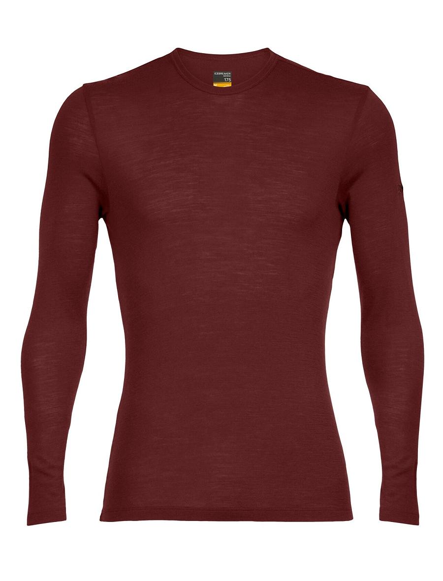 Men's Icebreaker Merino 175 Everyday Long Sleeve Crewe Thermal Top Base Layers Espresso | CA 1572RVDW